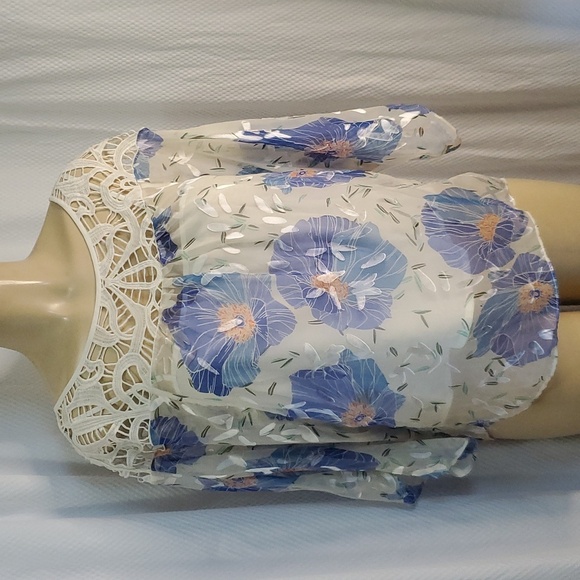 NWTVanessa Virginia Anthropologie Silk Blend Lace Florafall Peasant Blouse Size4 - Picture 1 of 10
